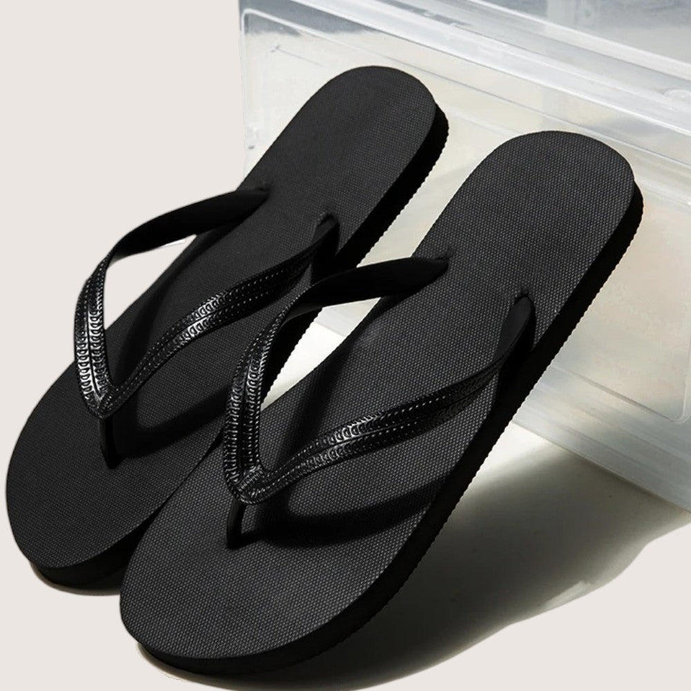 Men's Classic Lightweight Jet Black Flip-Flops – Essential Summer Beach Sandals