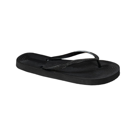 Women's Chevron-Textured Flip-Flops with Glitter Straps – Available in Sleek Black & Neutral Khaki
